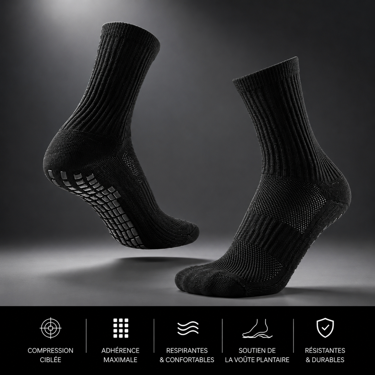 Chaussettes grip de compression — Noir